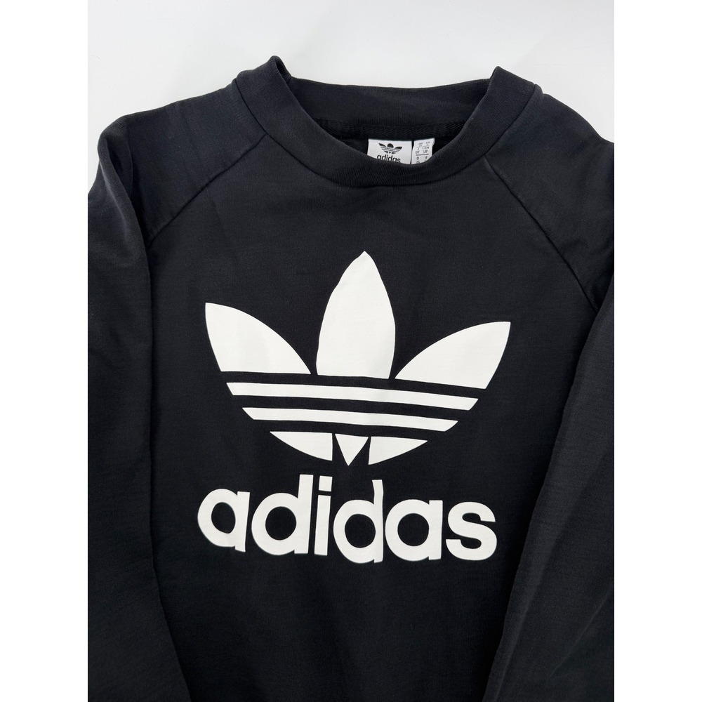 Adidas Originals Trefoil Sweatshirt Black White Logo Pullover Mens Small BK5865